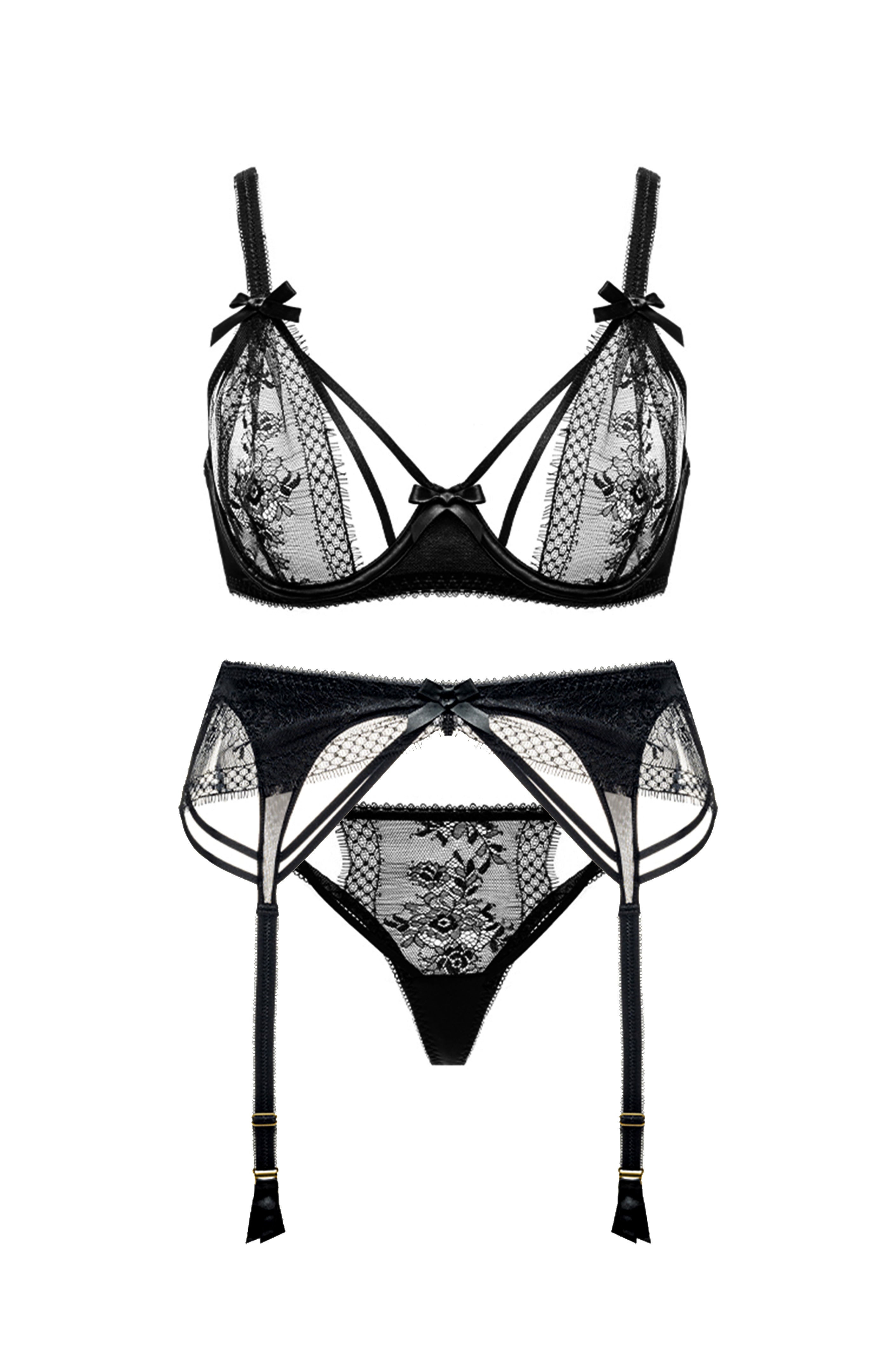 Selene 3 Piece Set - Dear Eve Lingerie - Sexy Petite Lingerie