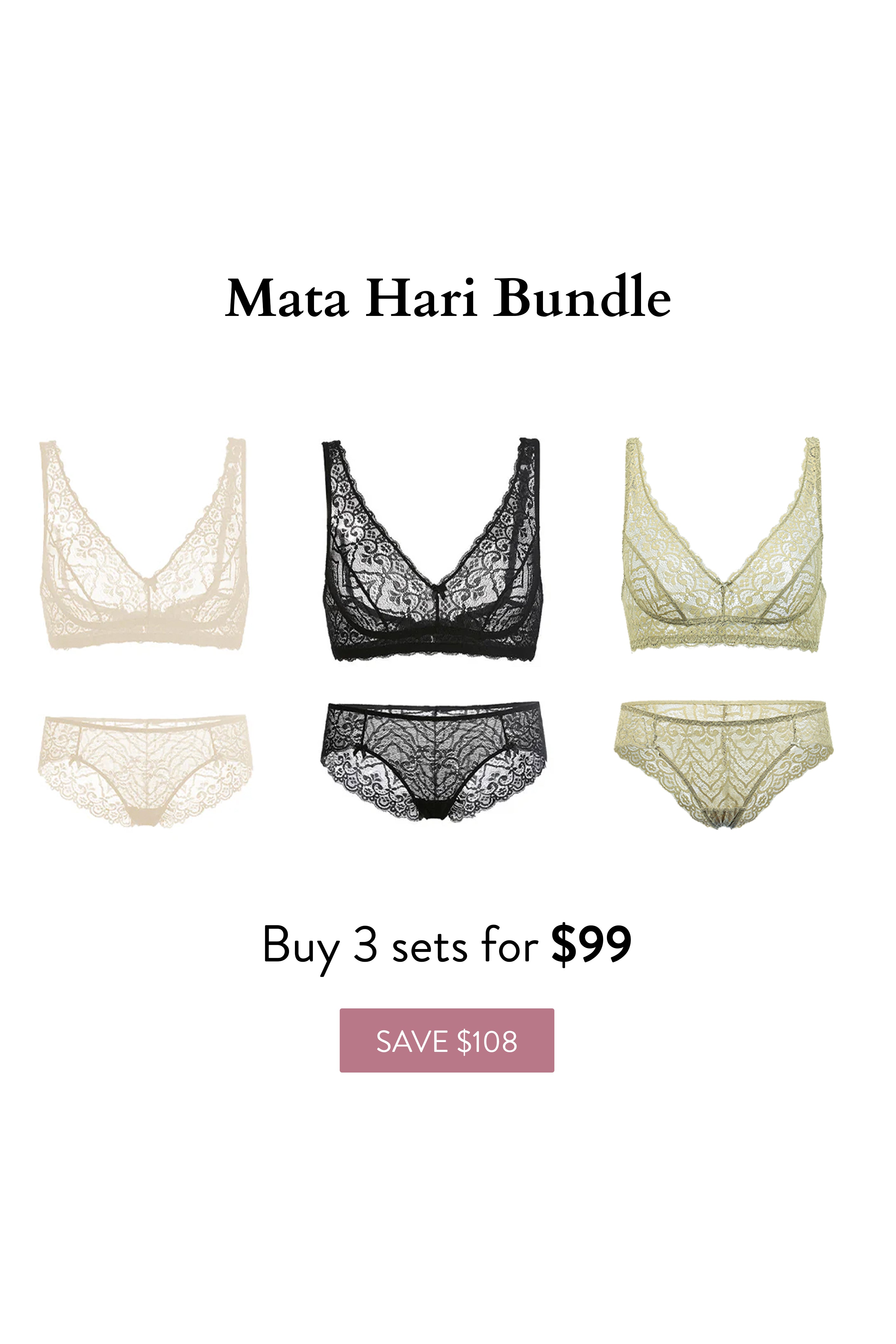 Mata Hari Bundle of 3 - Dear Eve Lingerie - Sexy Petite Lingerie