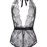 Pluma Black Lace Bodysuit - Dear Eve Lingerie