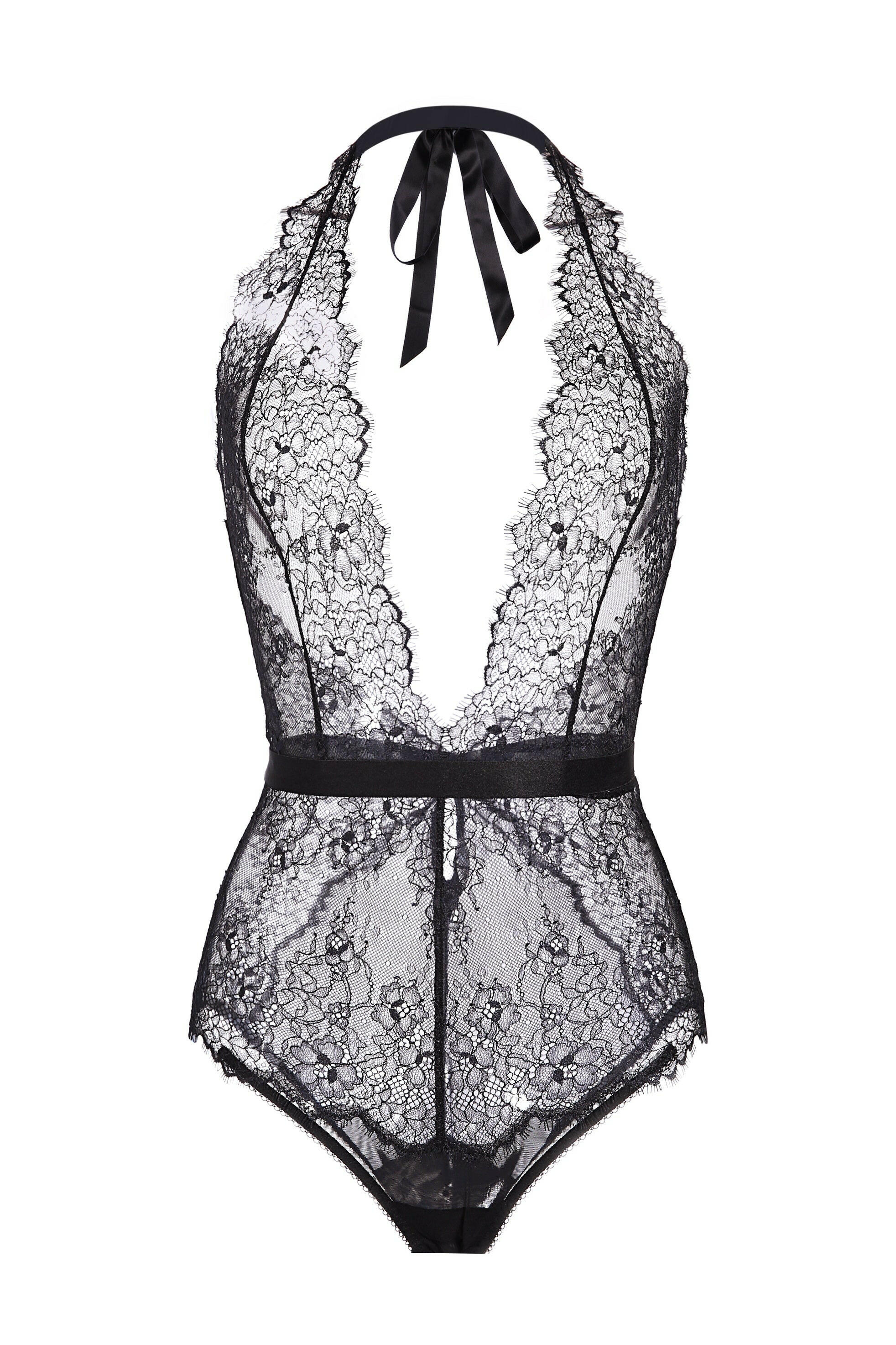Pluma Black Lace Bodysuit - Dear Eve Lingerie