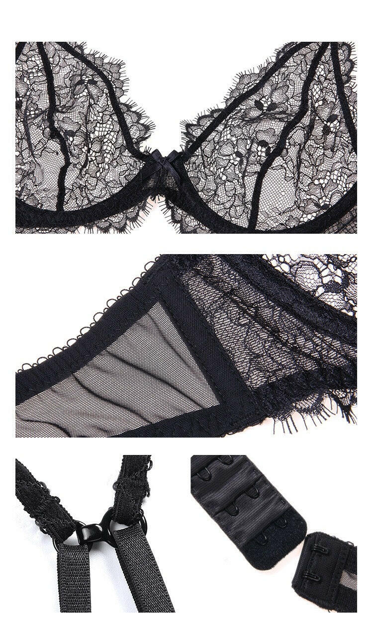Pluma Black Lace Underwire Bra - Dear Eve Lingerie